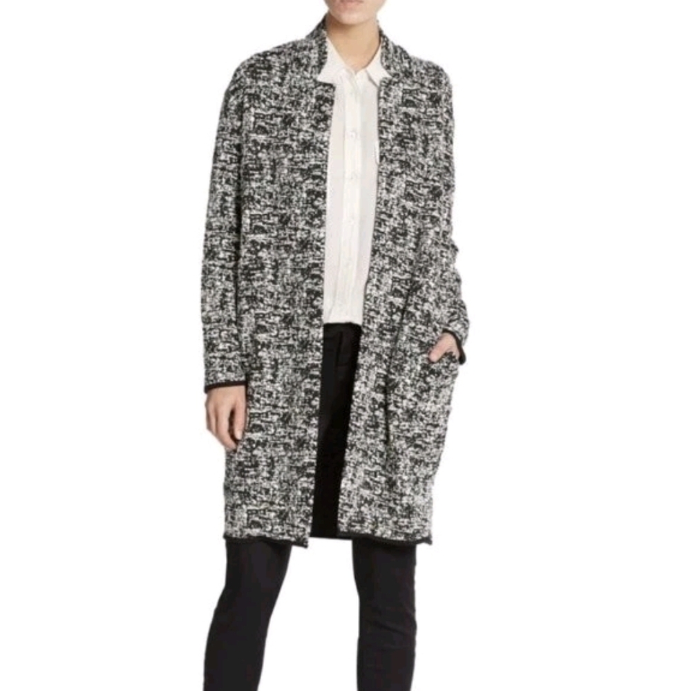 Philosophy Black and White Textured Teddy Jacket